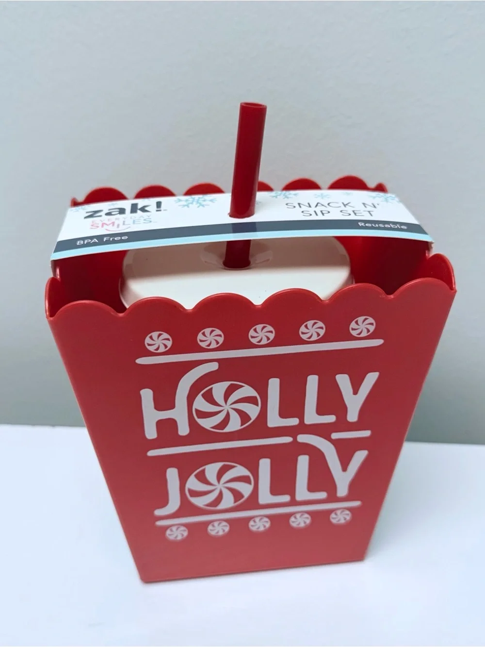 3 for $15 SALE! New! Holly Jolly Red Holiday Popcorn Box & Tumbler Set